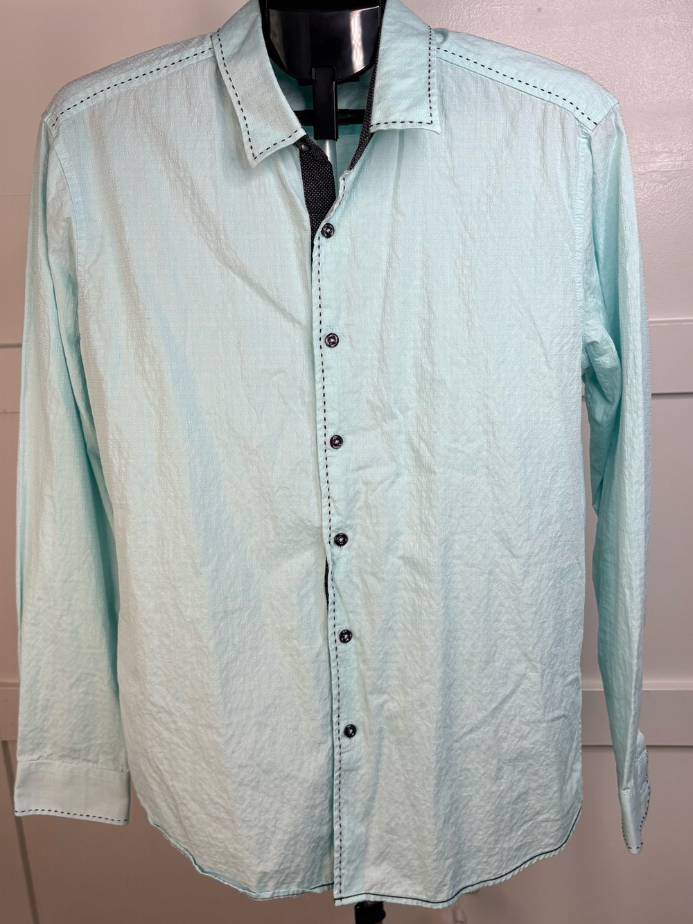 7 Diamonds Light Aqua Men's Long-Sleeve Button-Down Shirt